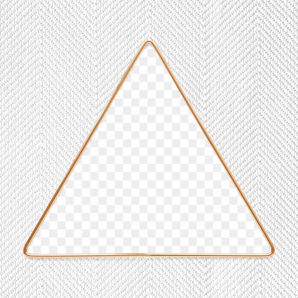 Triangle gold frame on a white textured background  design element