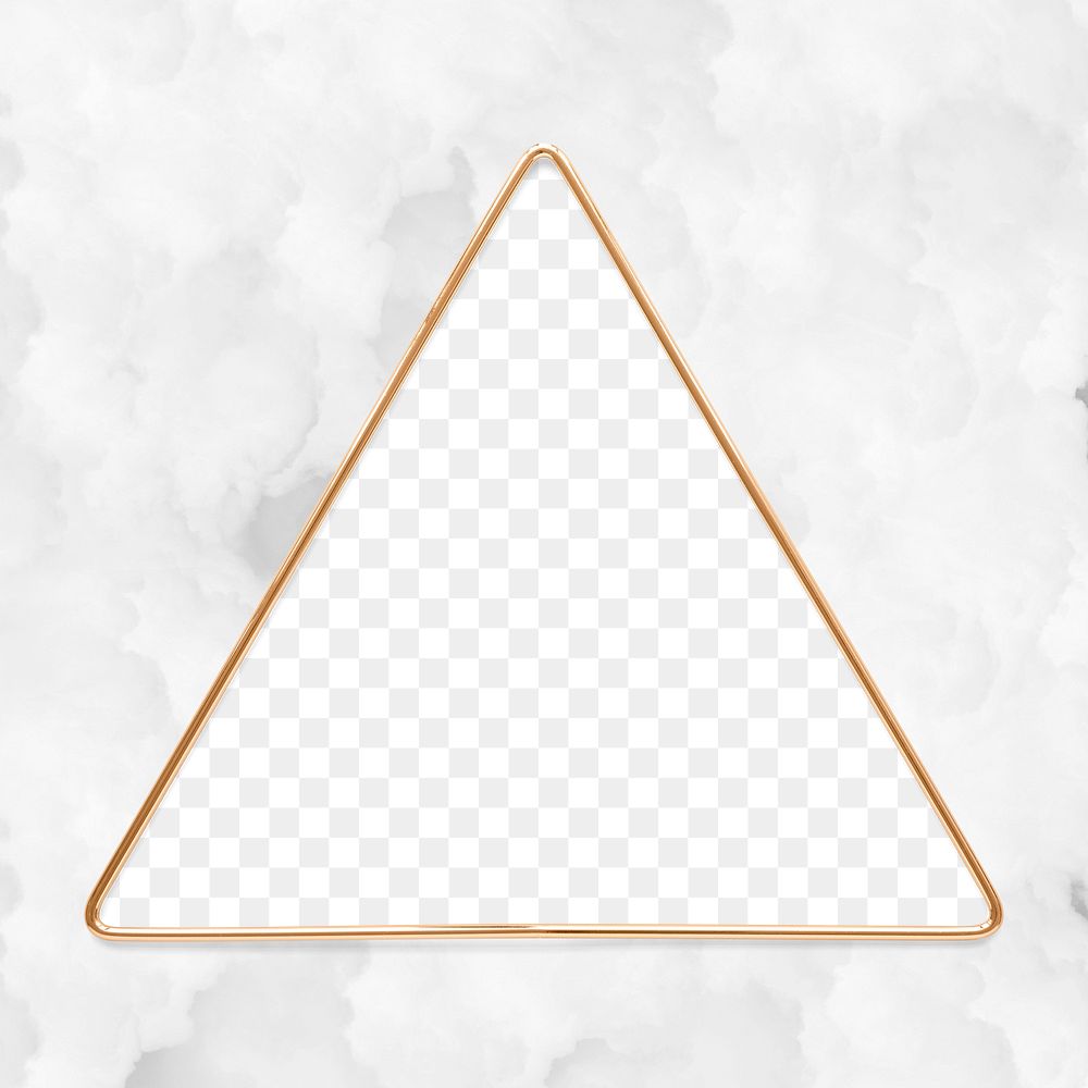 Triangle gold frame on a crumpled white paper textured background  design element