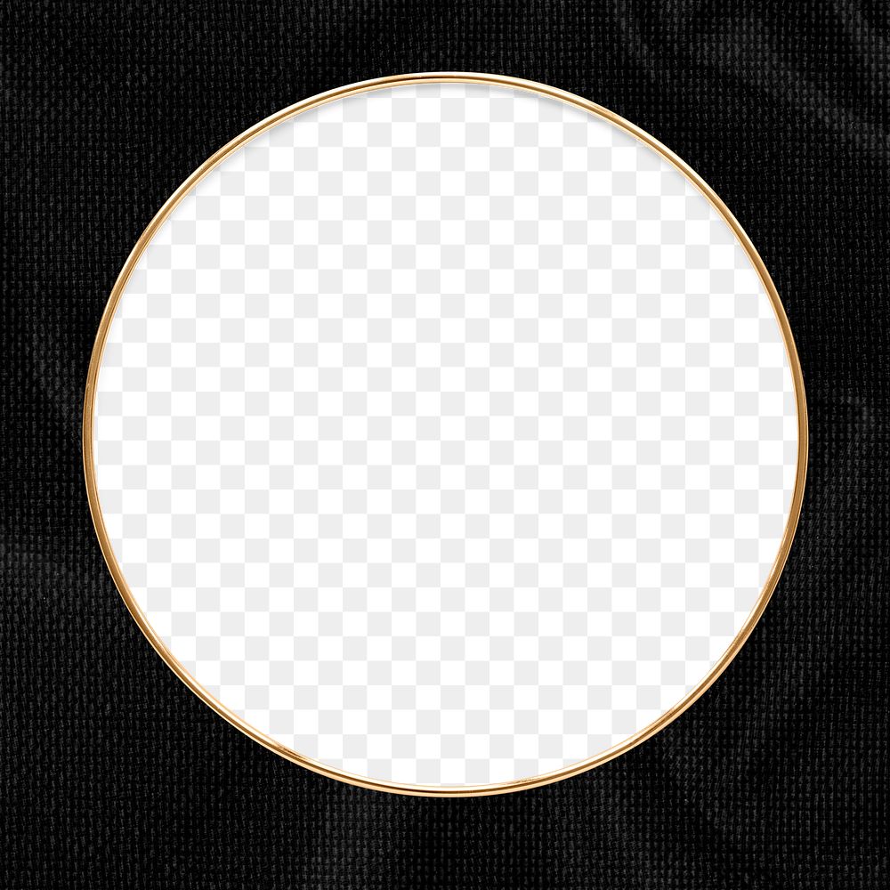 Round gold frame on a black textured background  design element