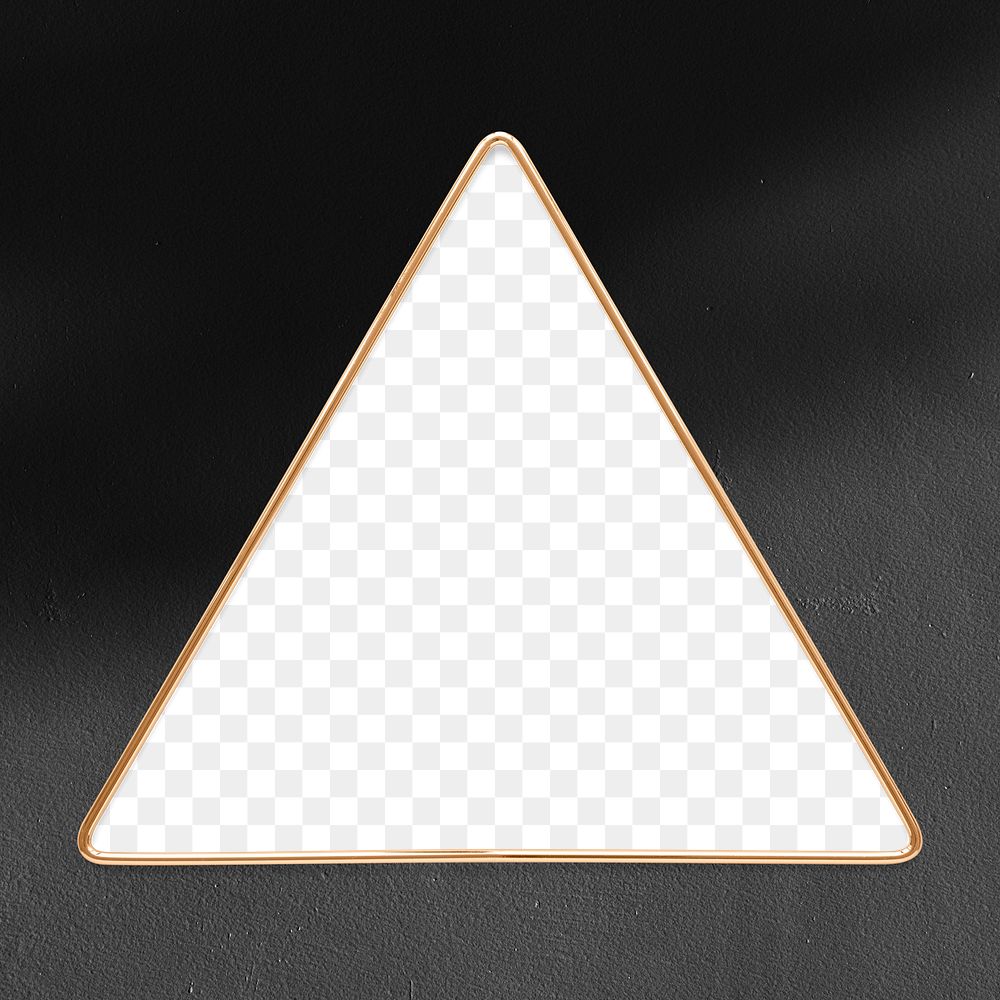 Triangle gold frame on a black textured background  design element