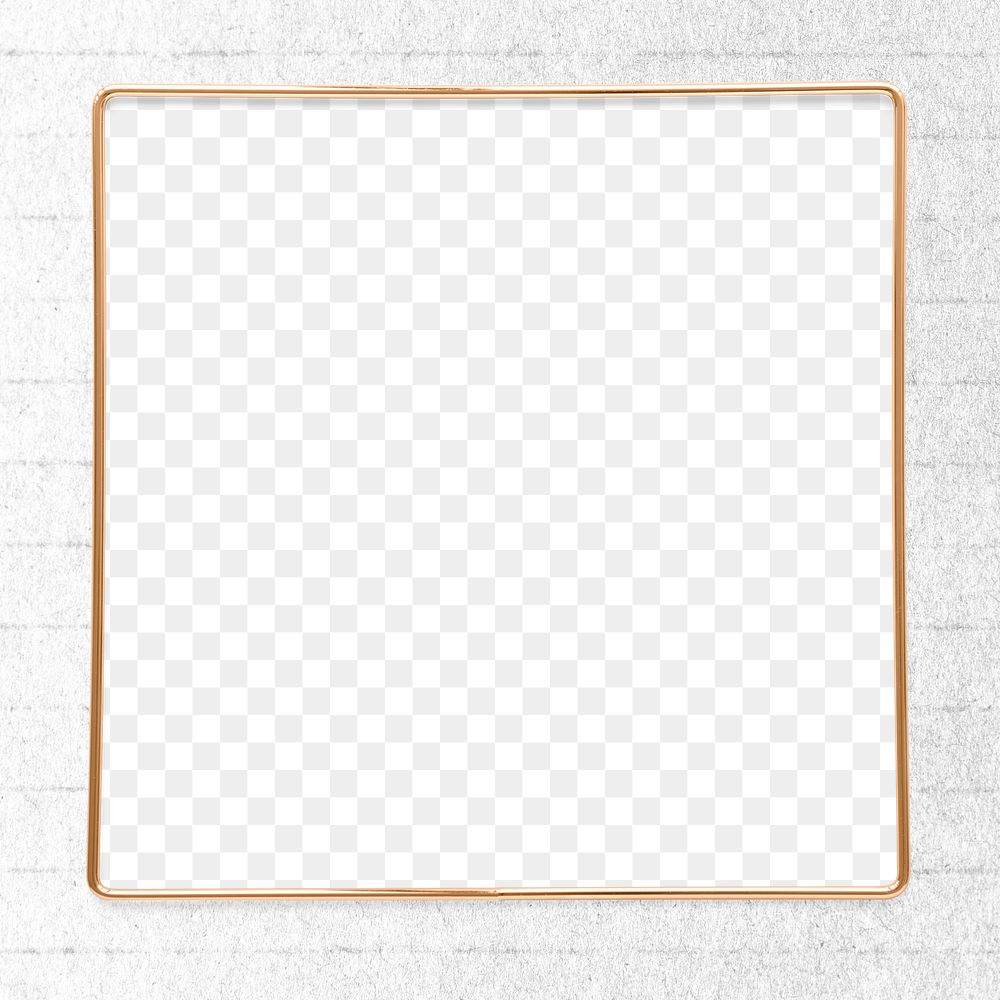 Square gold frame on a white paper textured background design element