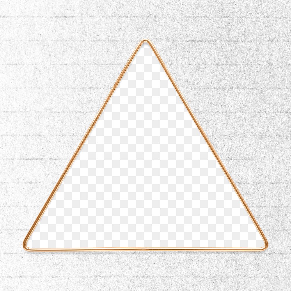 Triangle gold frame on a white paper textured background design element
