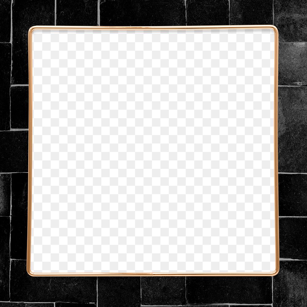 Square gold frame on a black brick background design element