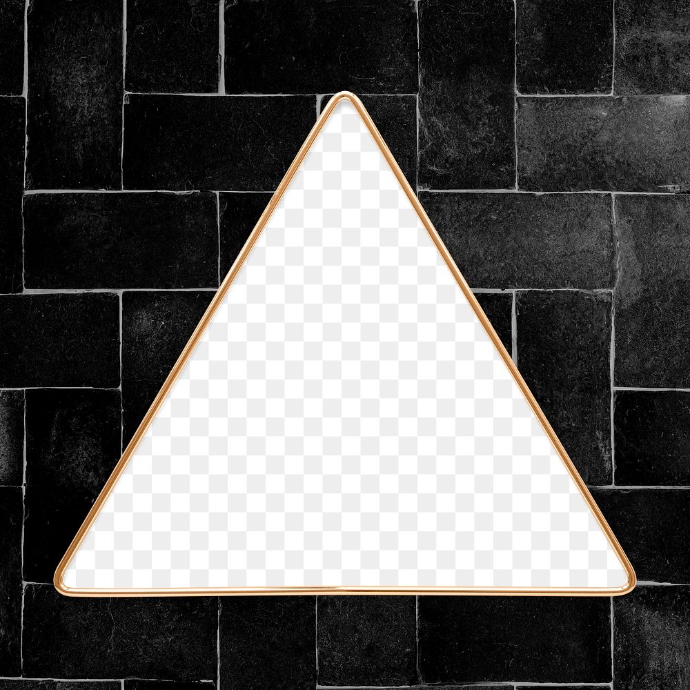 Triangle gold frame on a black brick patterned background design element