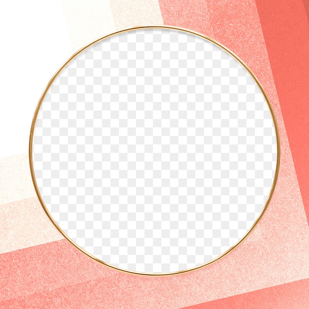 Round gold frame on an ombre red layer patterned background design element