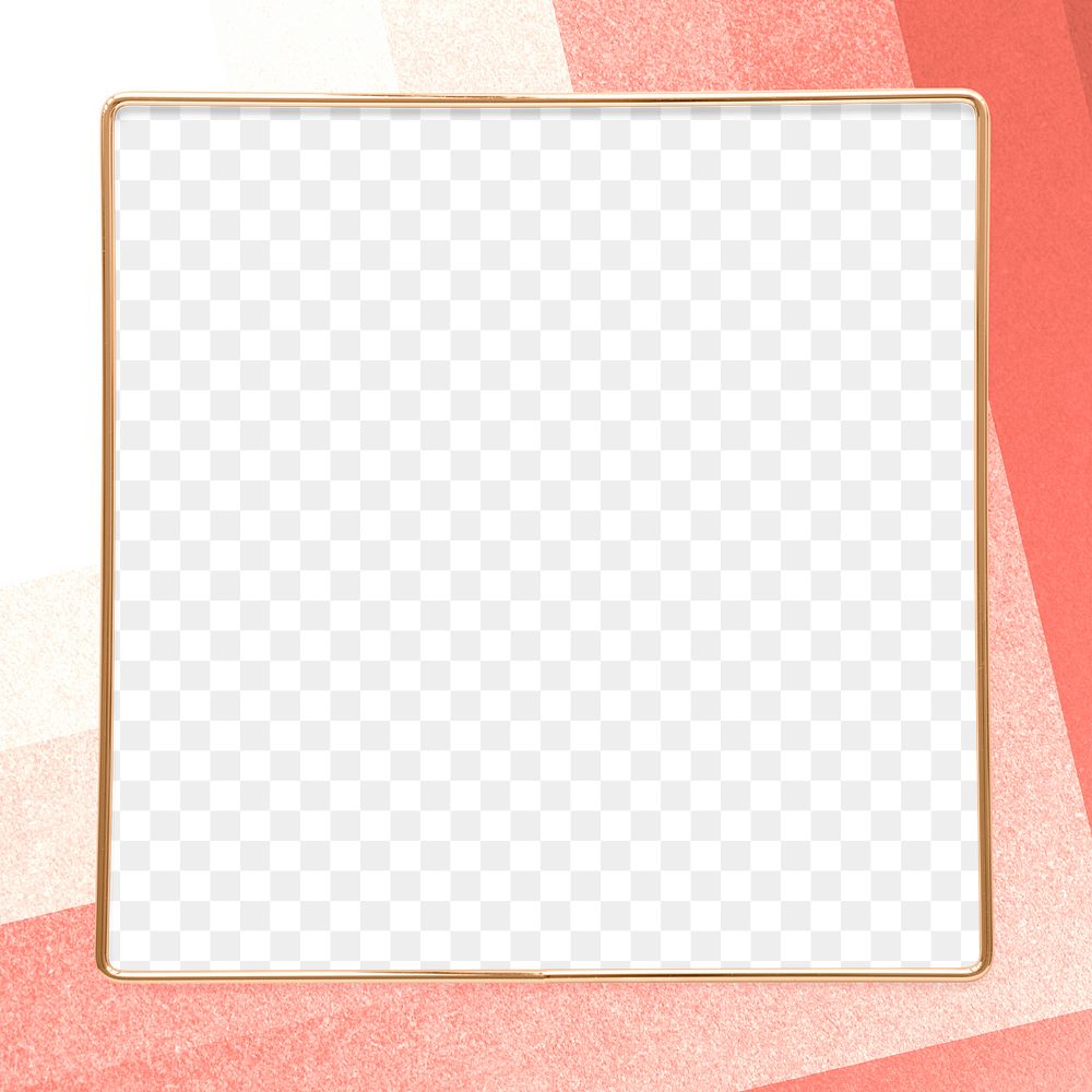 Square gold frame on an ombre red layer patterned background design element