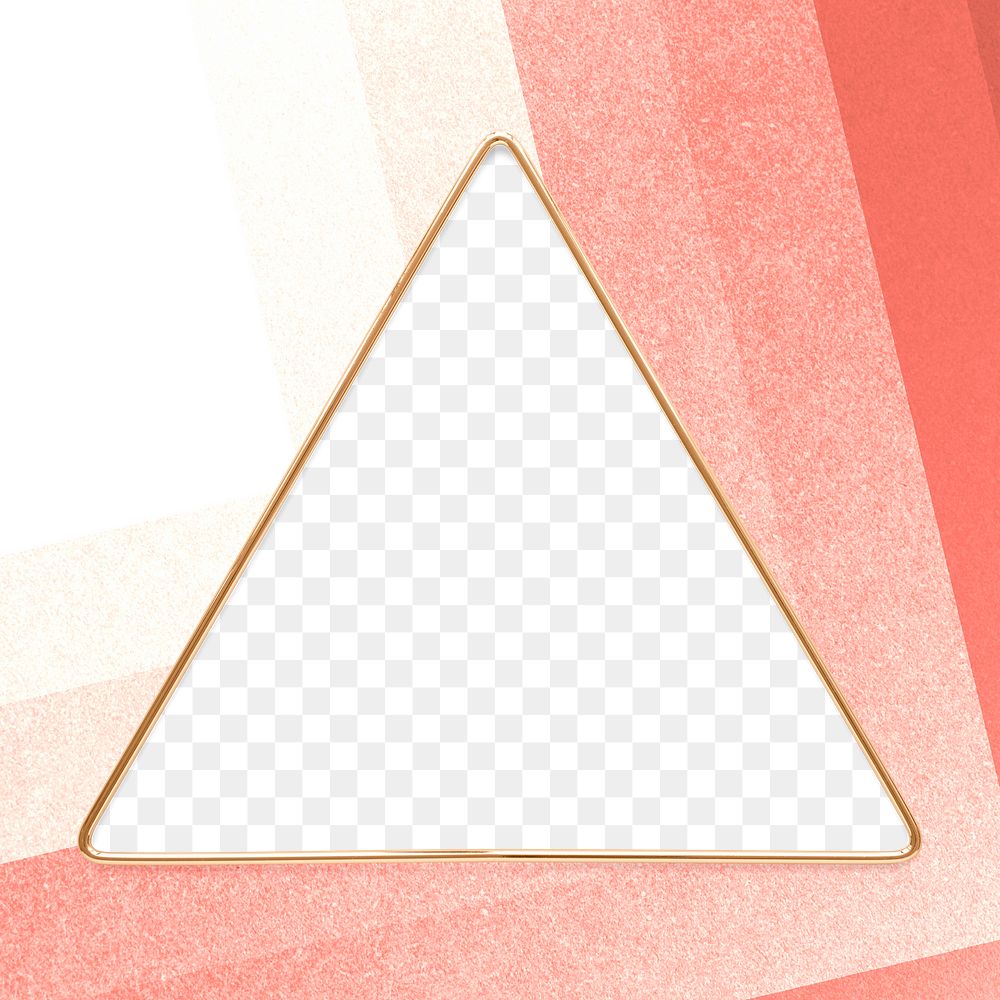 Triangle gold frame on an ombre red layer patterned background design element