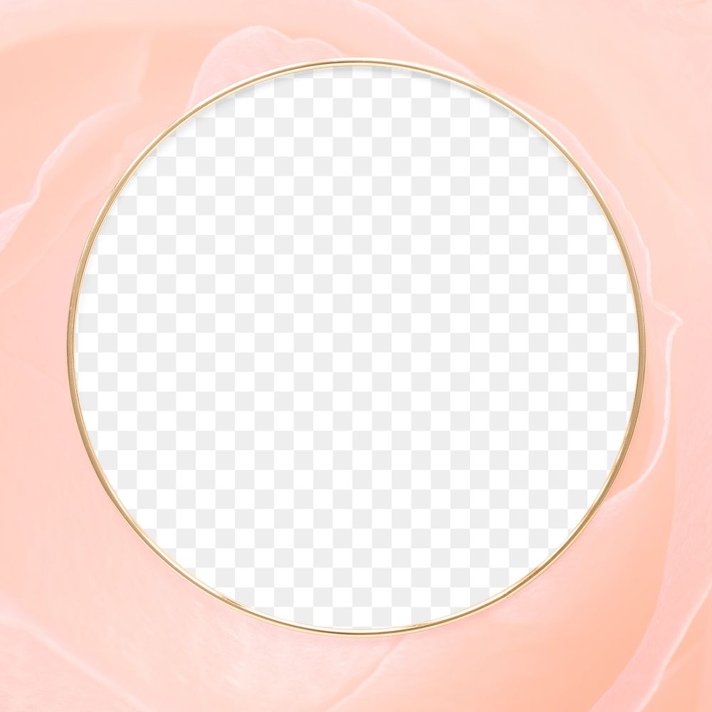 Round gold frame on an old rose pink background design element
