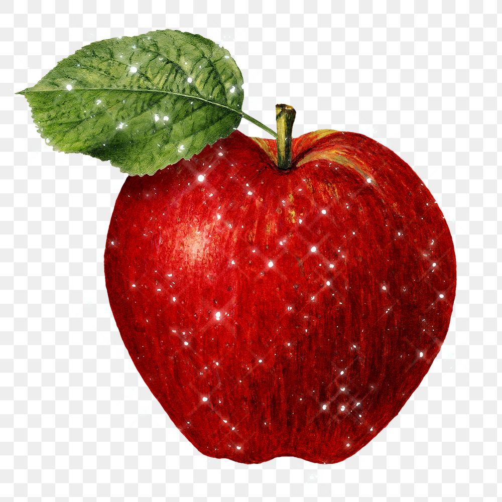 Red sparkling apple sticker illustration design element 