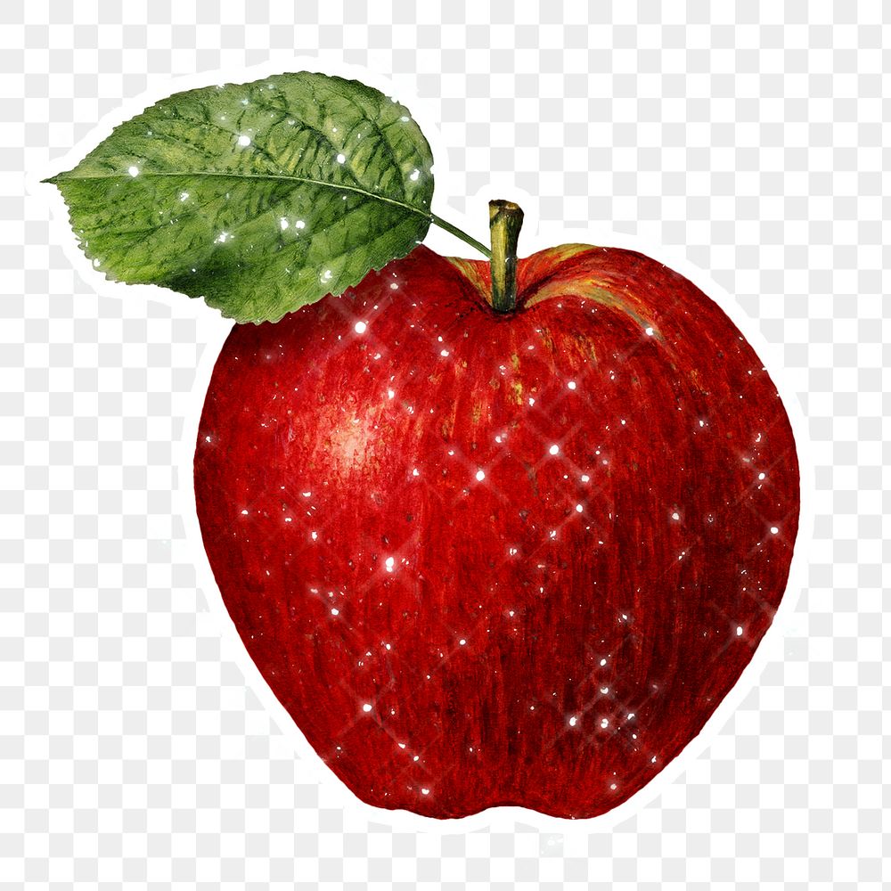 Red sparkling apple sticker illustration design element 