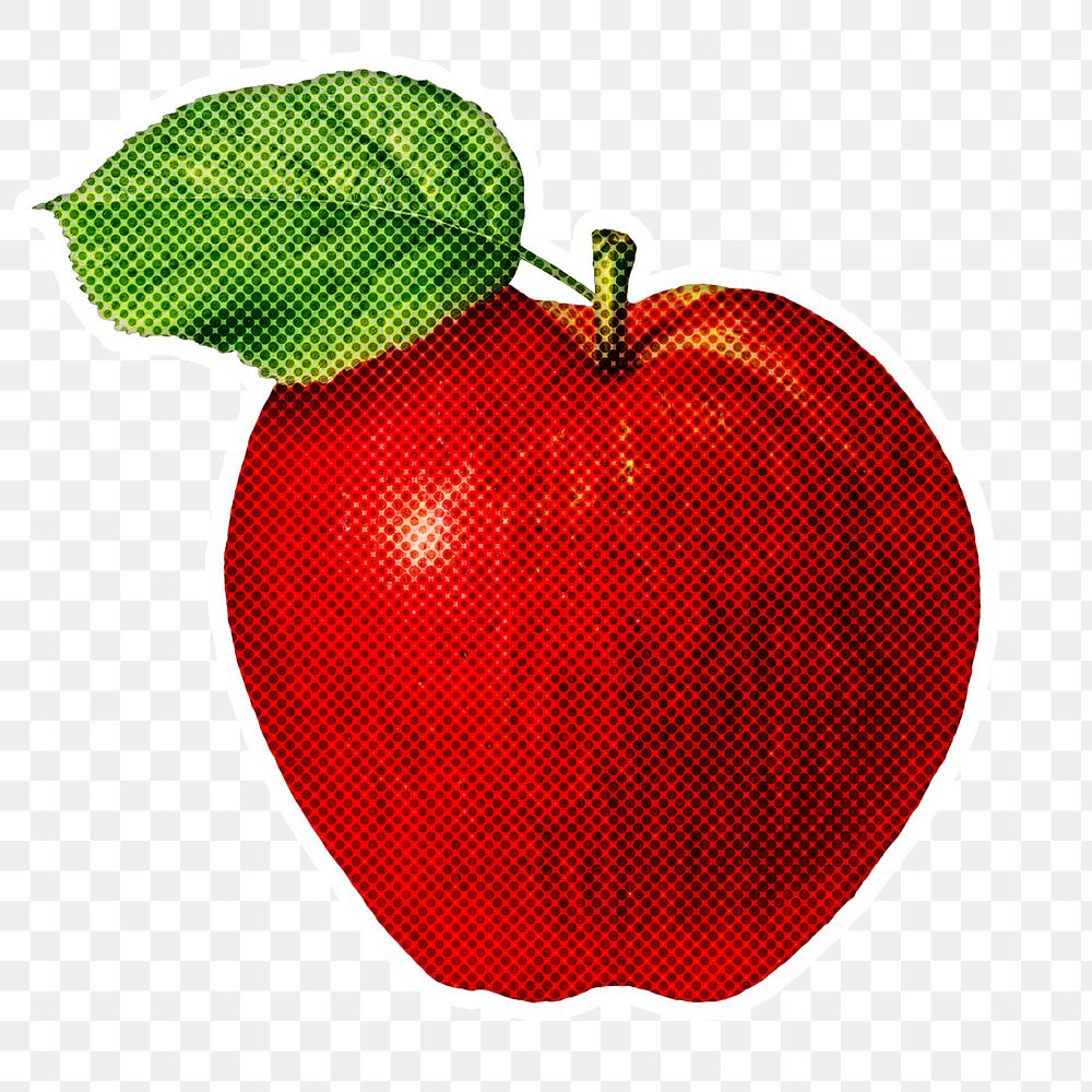 Red apple sticker illustration design element 