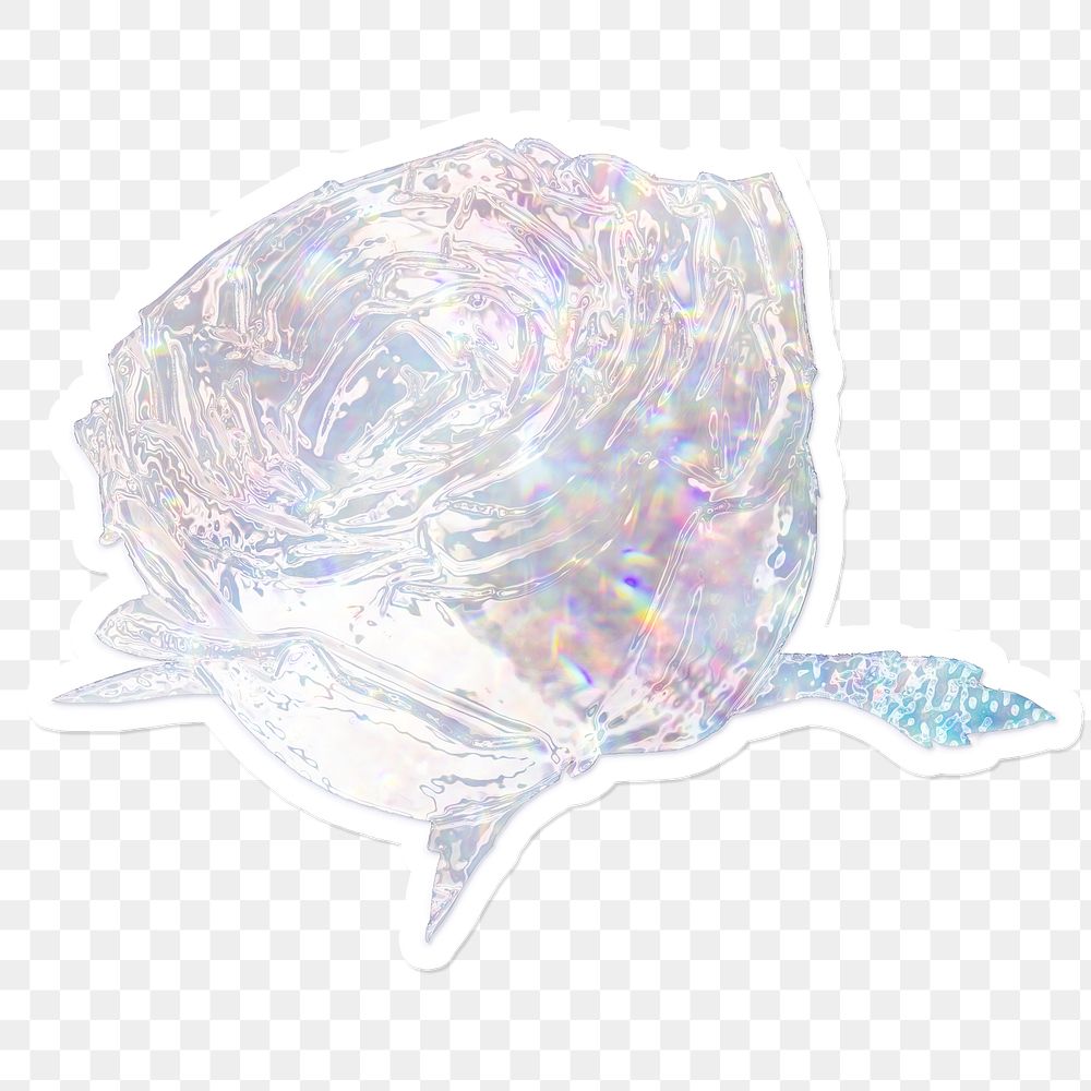 Silver rose holographic style design element sticker