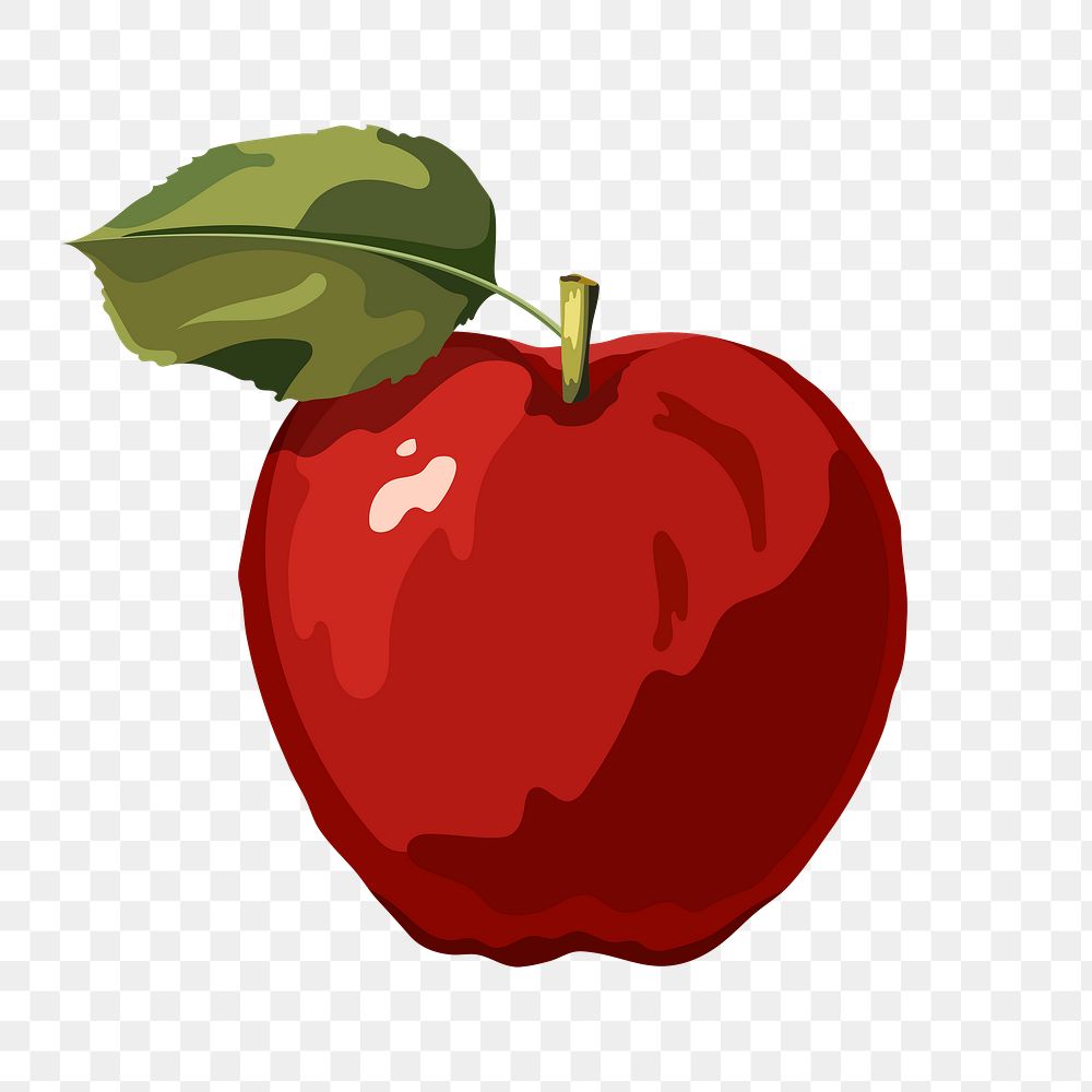 Red vectorized apple illustration sticker