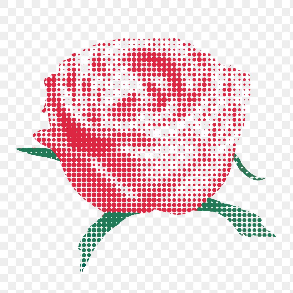 Red rose flower halftone style design element