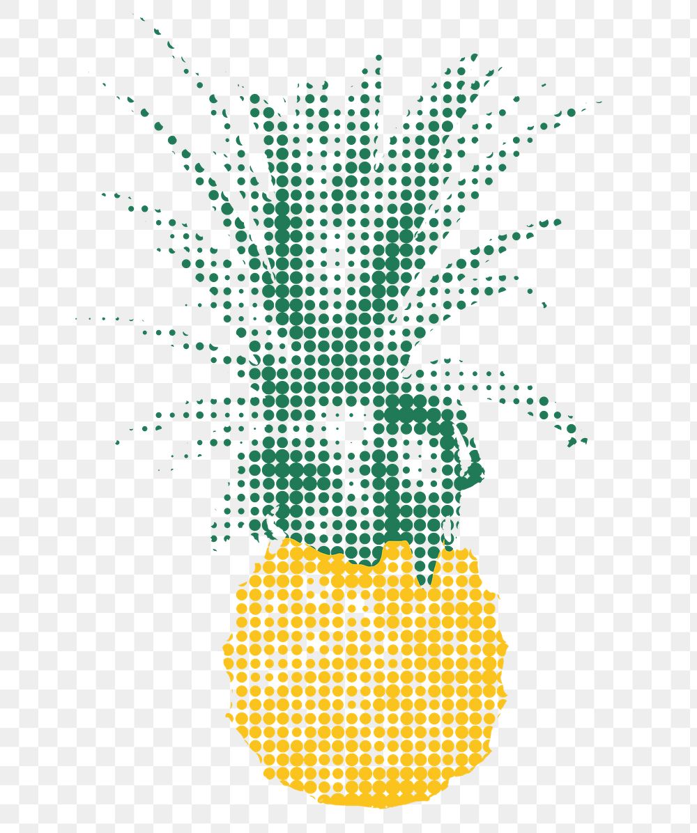 Yellow pineapple halftone style design element