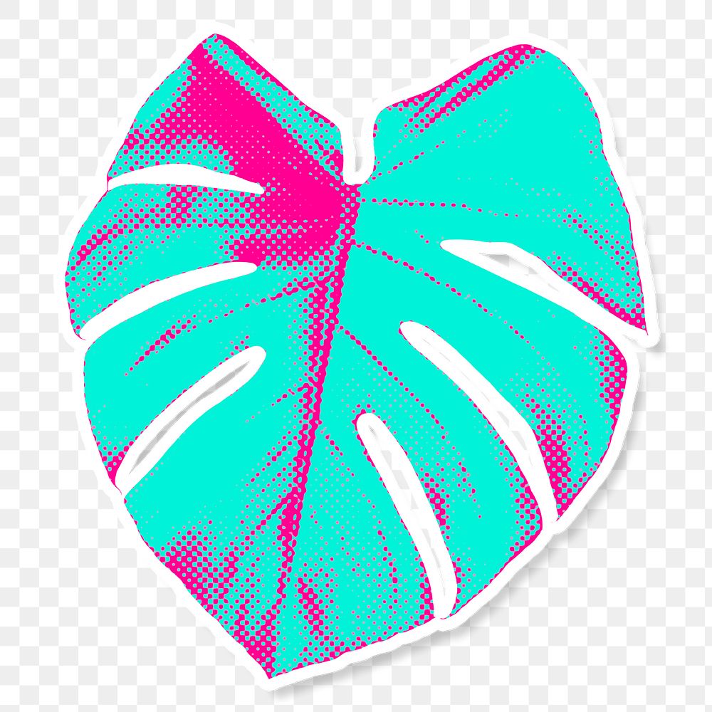 Monstera leaf pop art style design element sticker