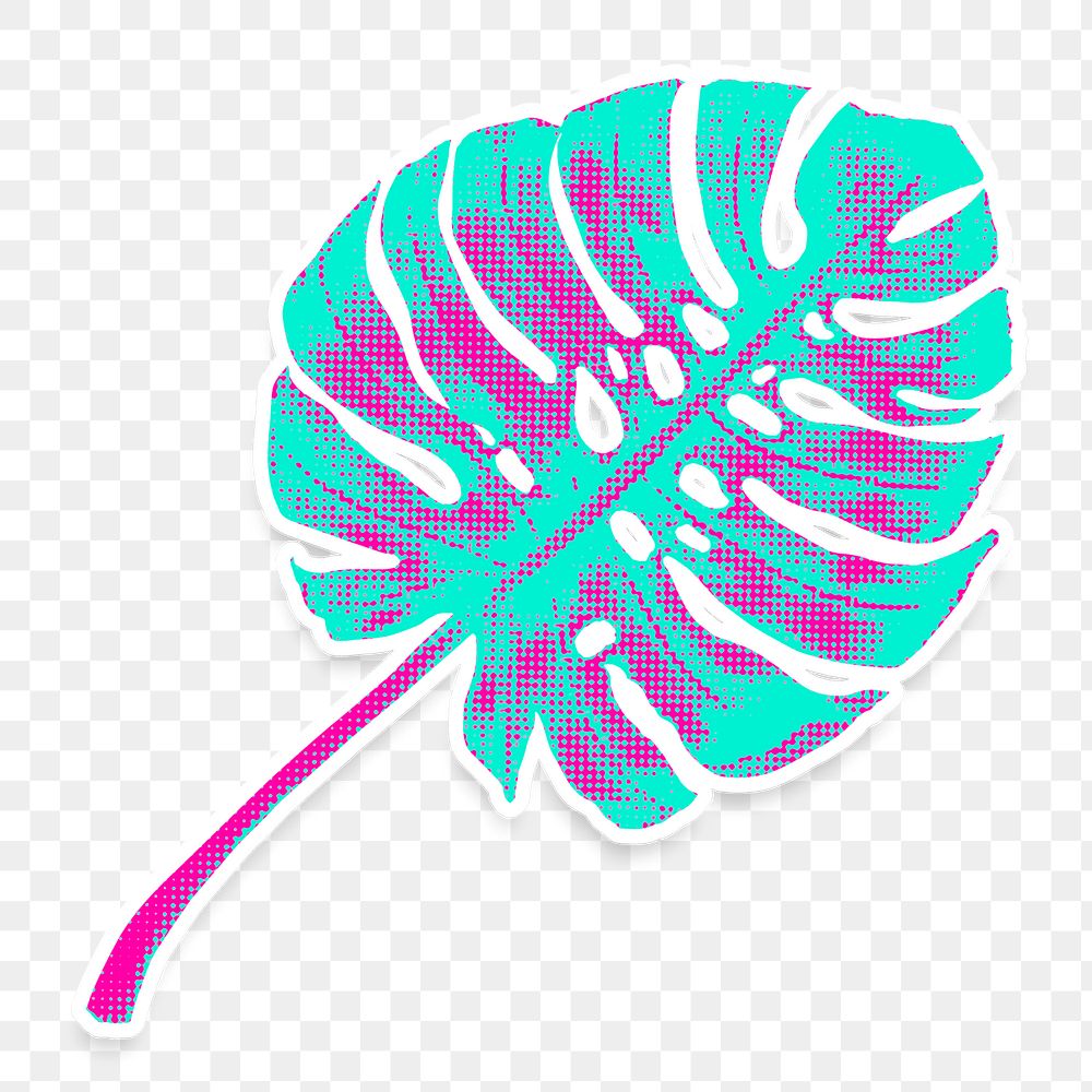 Monstera leaf pop art style design element sticker