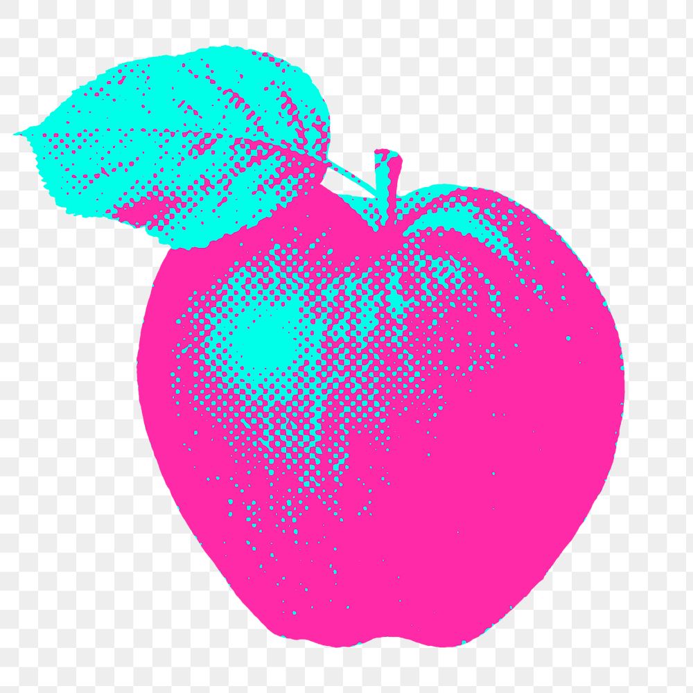 Pink apple halftone style design element
