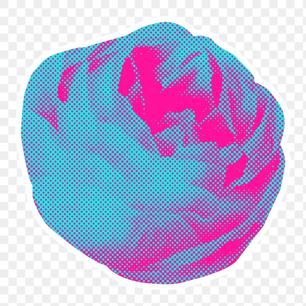 Neon pink rose halftone style design element sticker