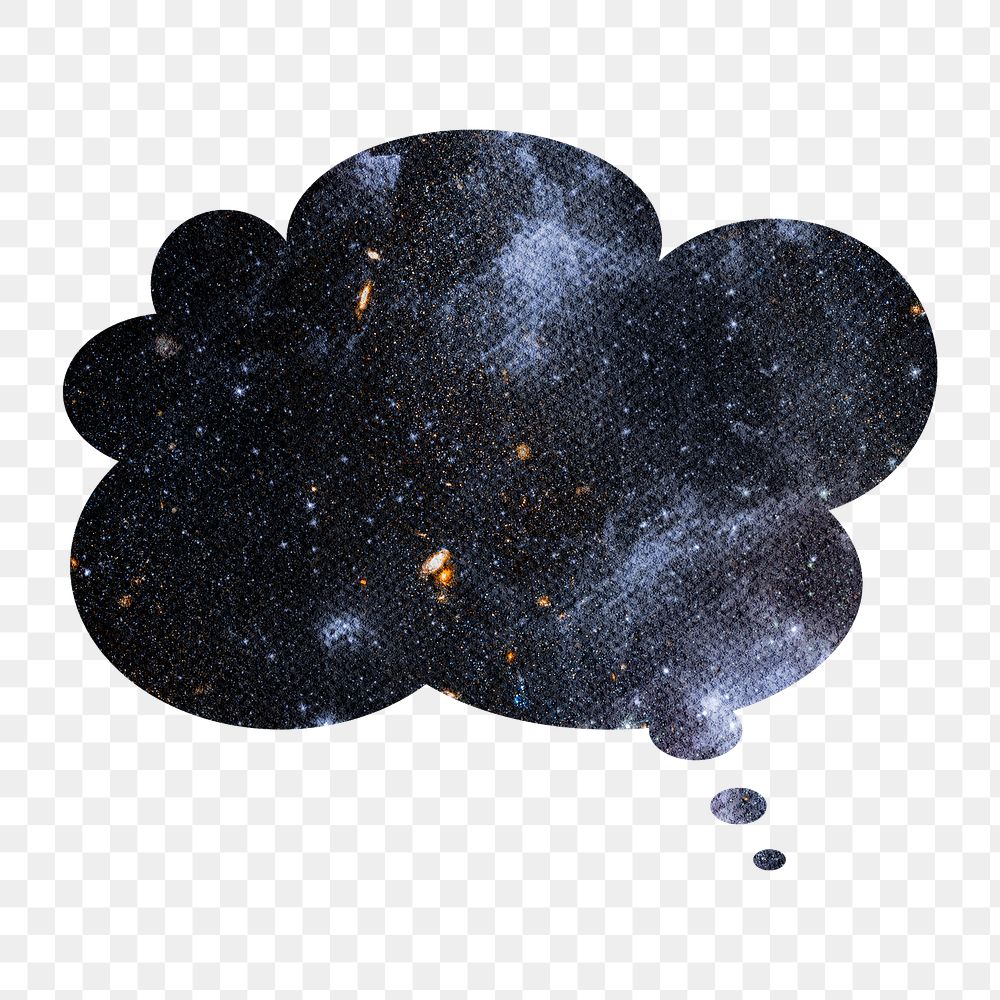 Galaxy textured thought bubble sticker design element