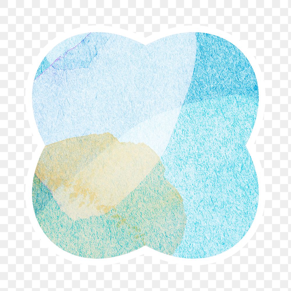 Blue watercolor textured round badge design element