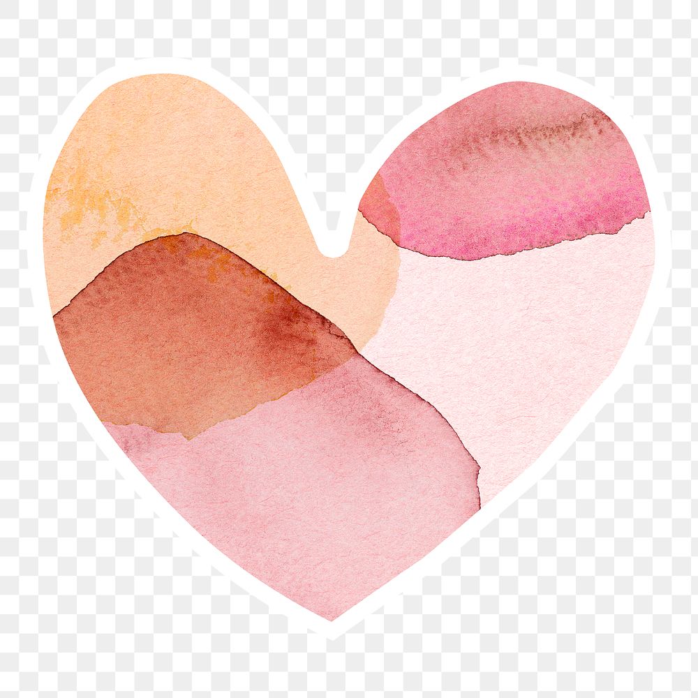 Heart shaped pink watercolor textured sticker design element