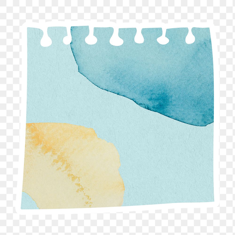 Blue watercolor patterned paper note design element