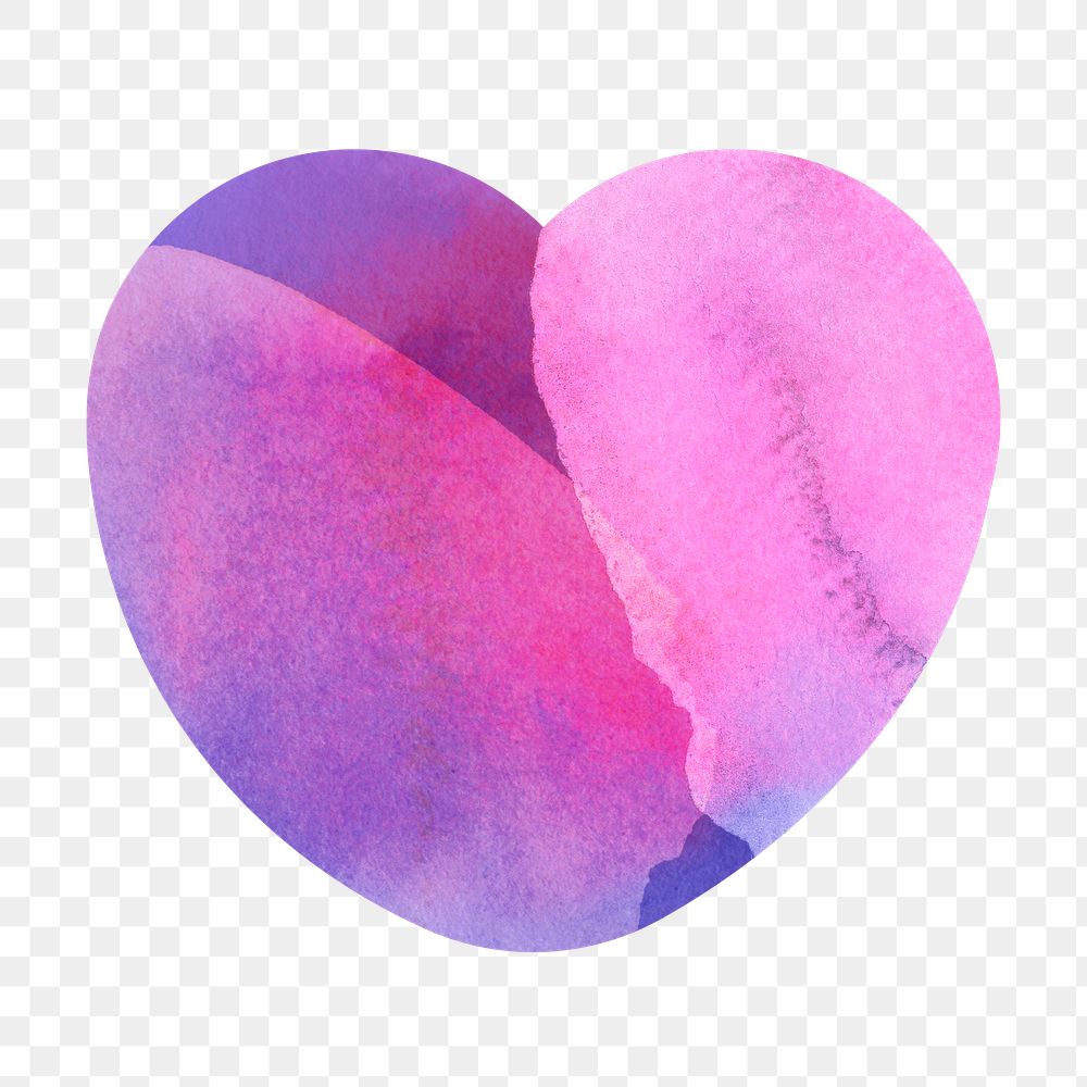 Pink watercolor textured heart shape sticker overlay