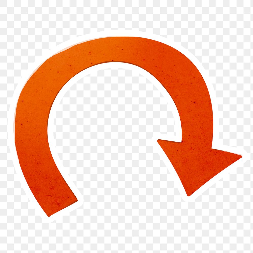 Fire orange reverse arrow sticker with white border design element