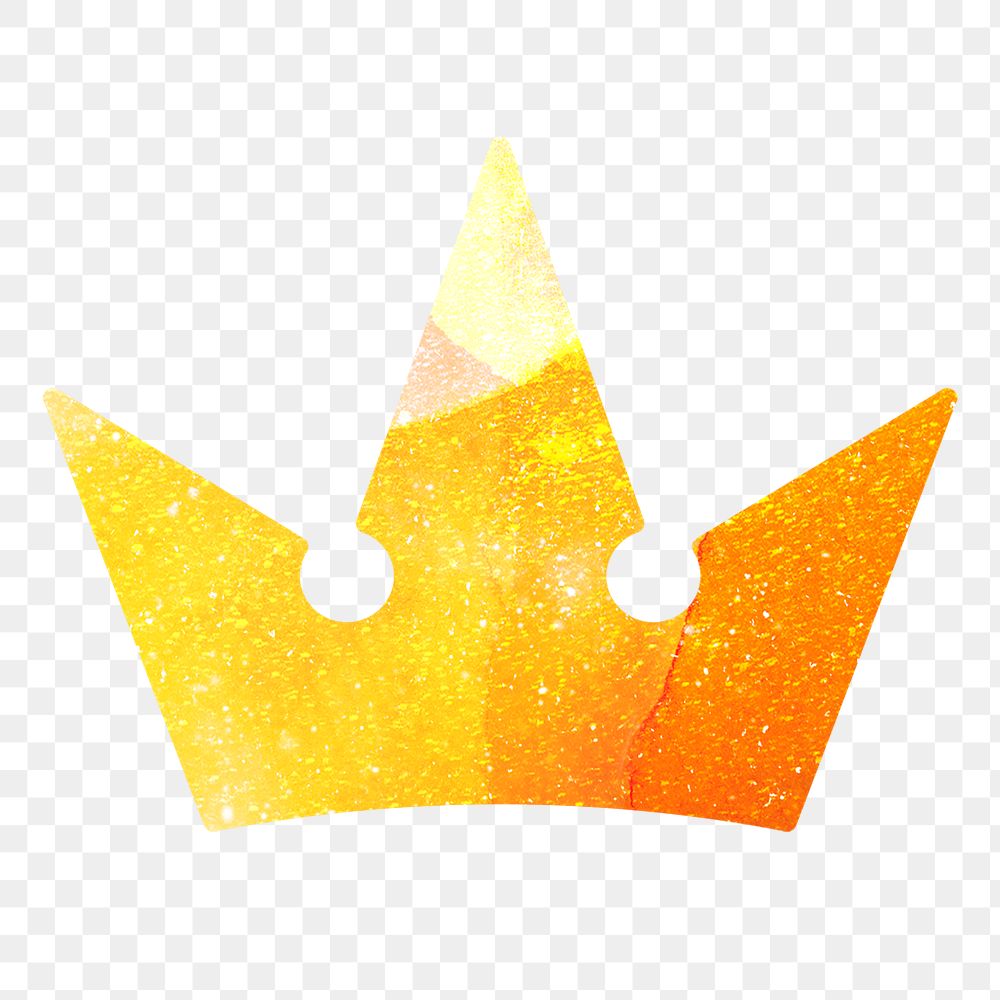 Orange textured paper crown sticker design element