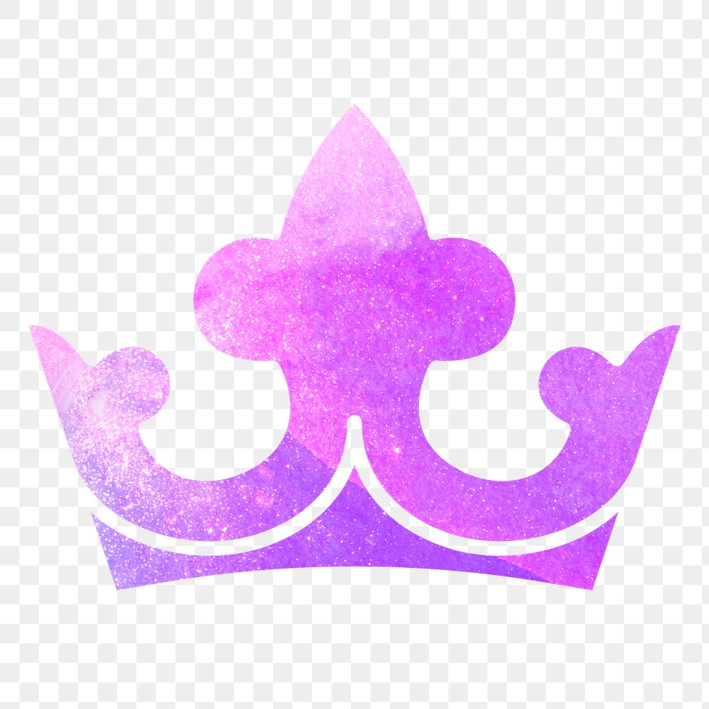 Purple textured paper crown sticker design element