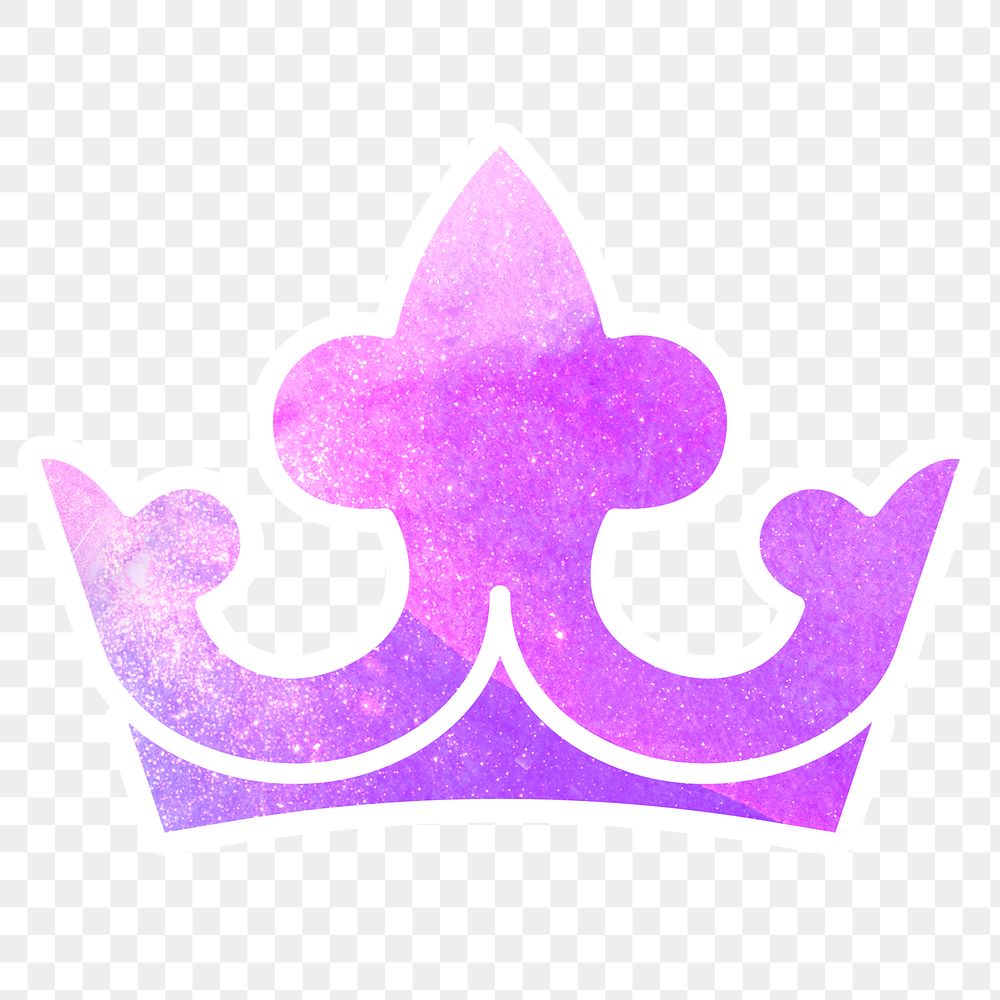 Purple textured paper crown sticker design element