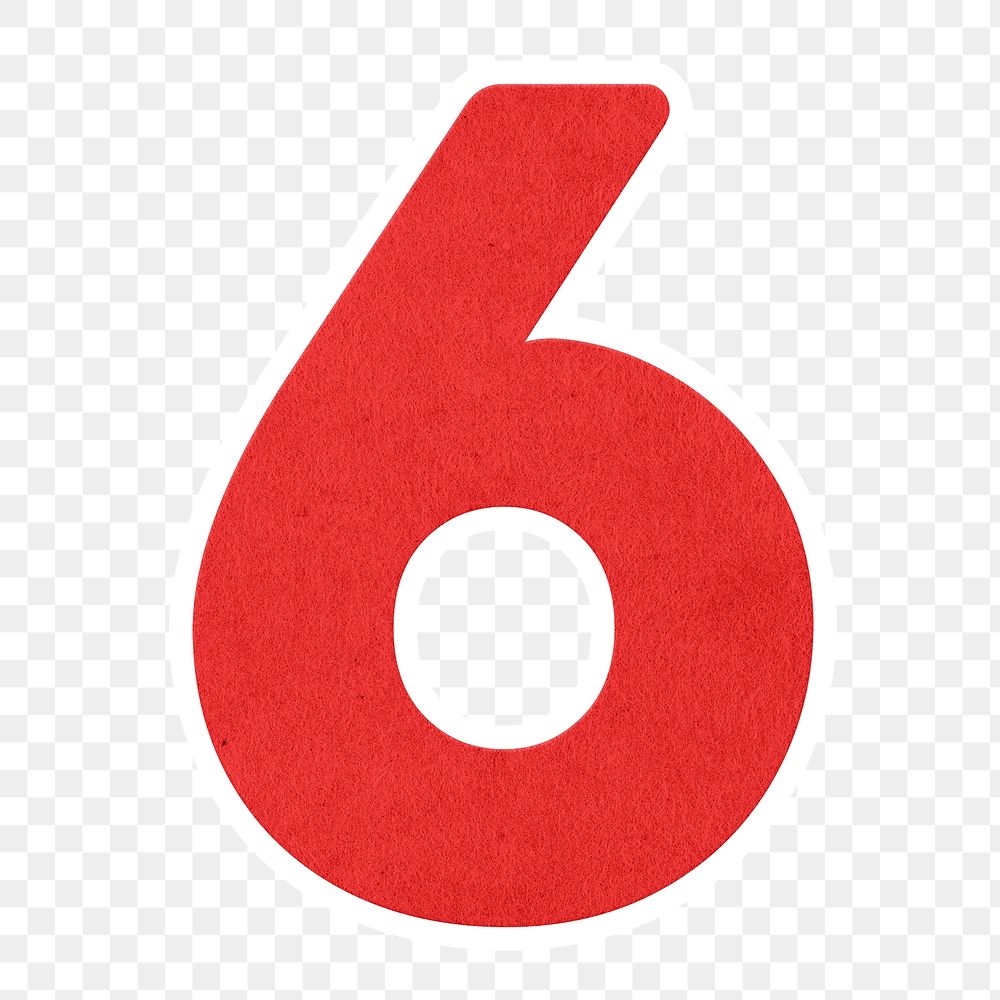 Red number six sticker  design element
