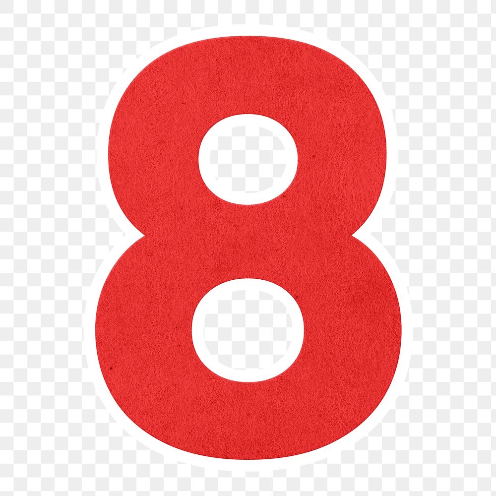 Red number eight sticker  design element