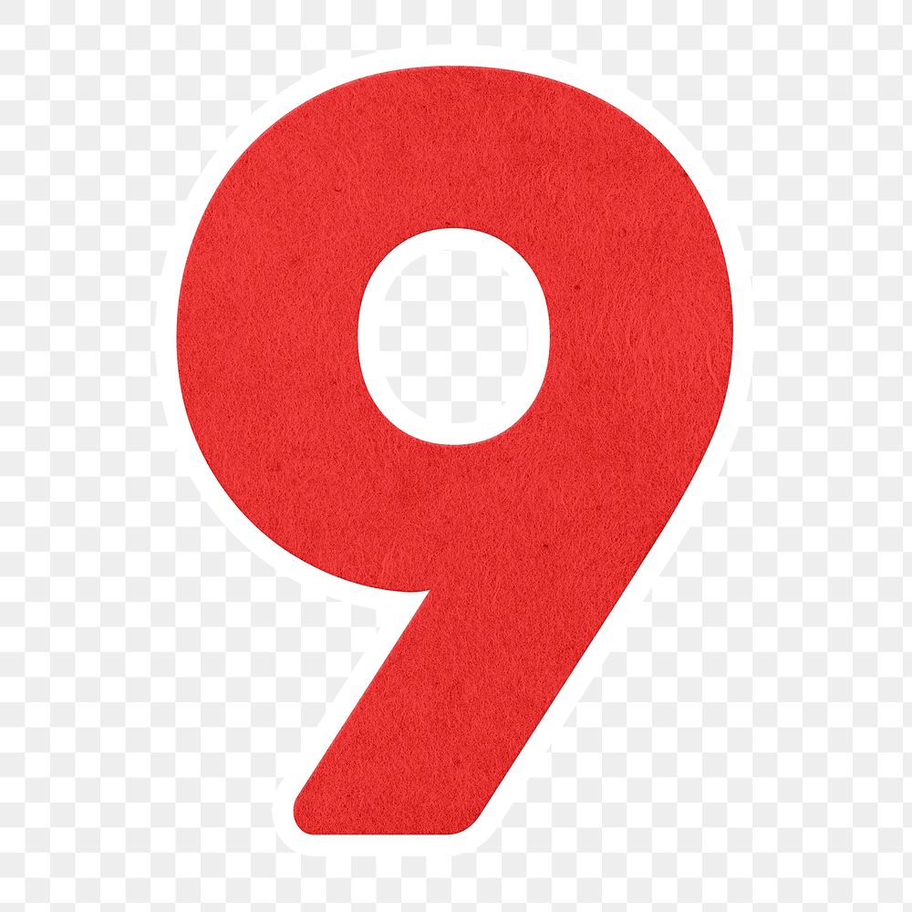 Red number nine sticker design element