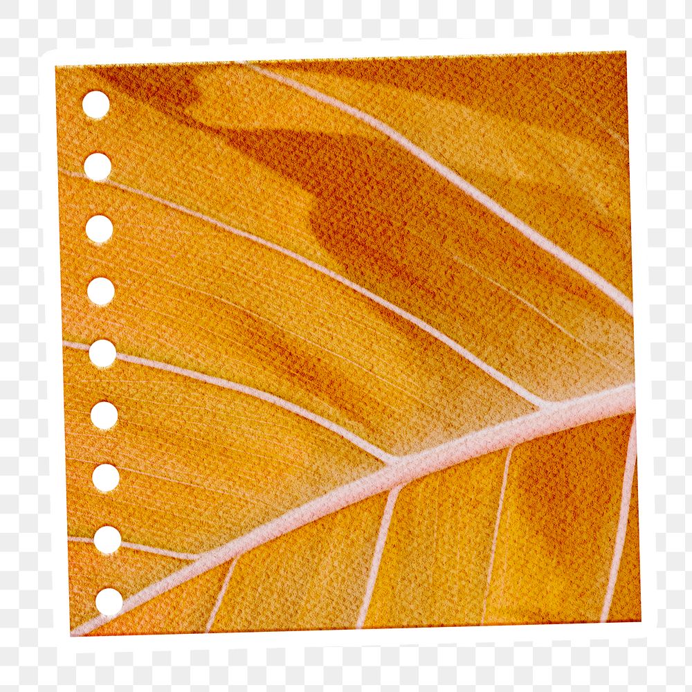 Yellow leaf patterned notepaper with white border design element
