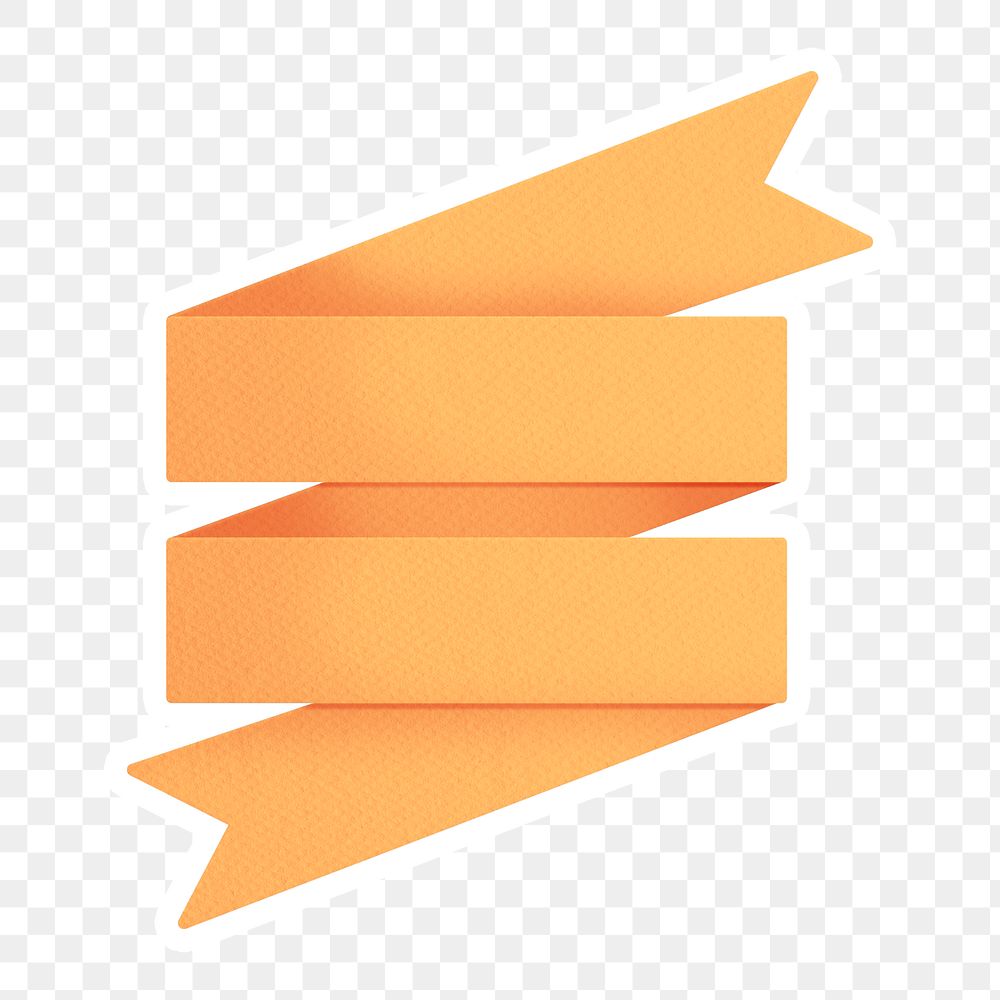 Marigold yellow ribbon banner sticker with white border design element