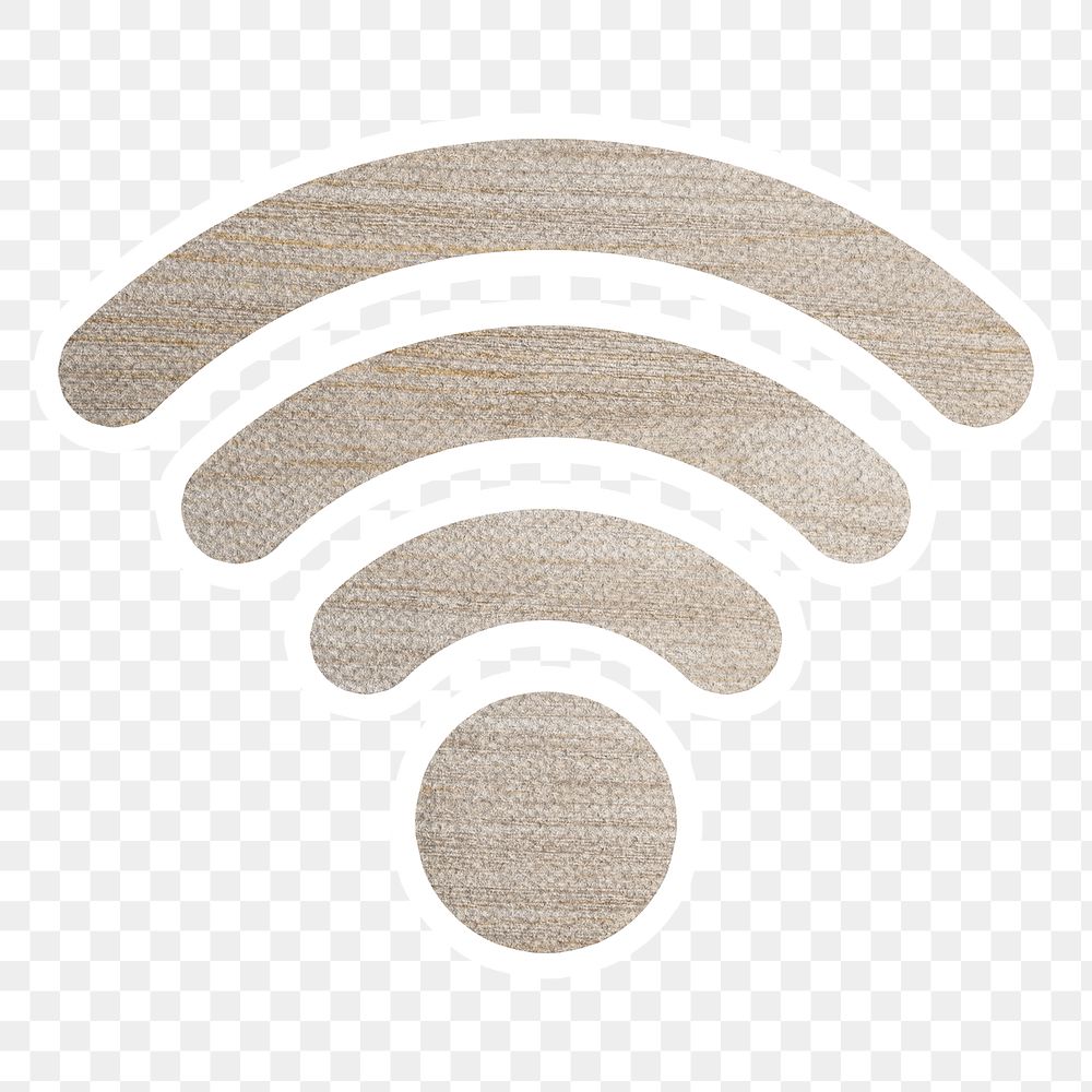  Beige wood wifi icon sticker with white border design element