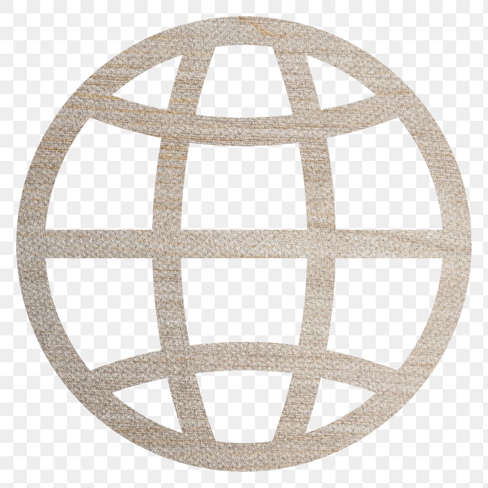 Wood textured global network icon design element