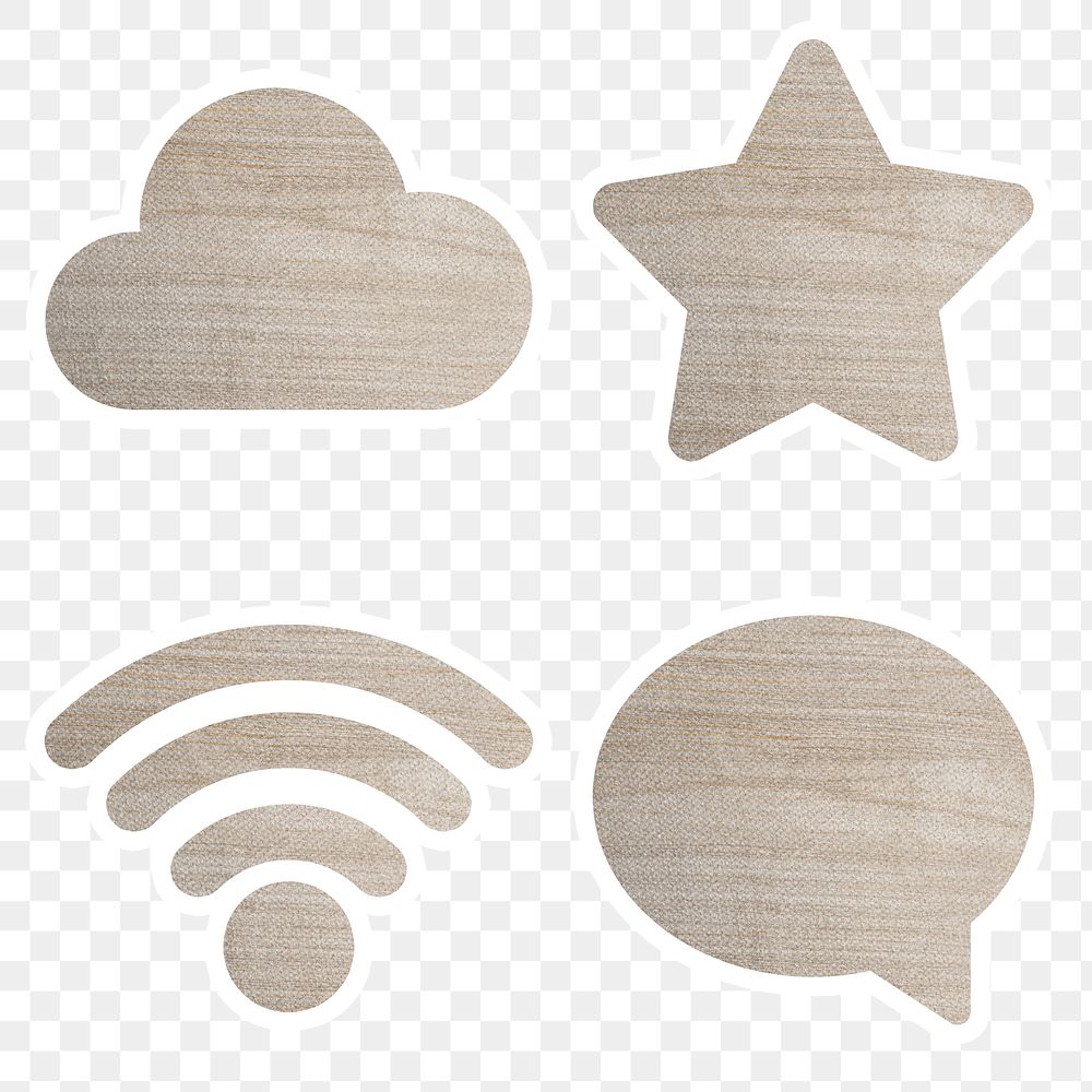 Wood textured technology sticker set design element