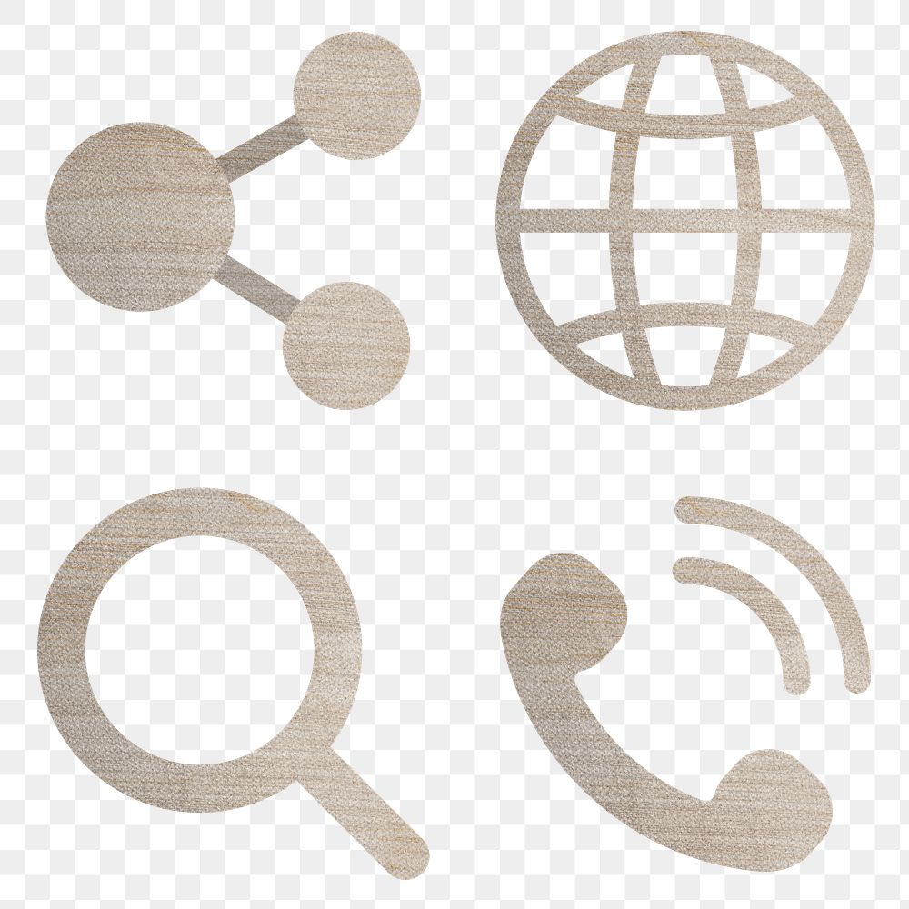 Wood textured technology icon set design element