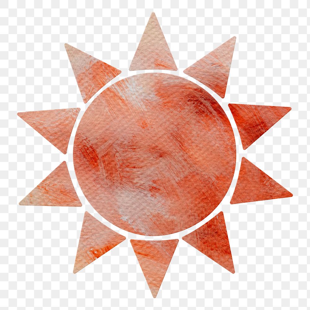 Watercolor textured paper sun sticker design element