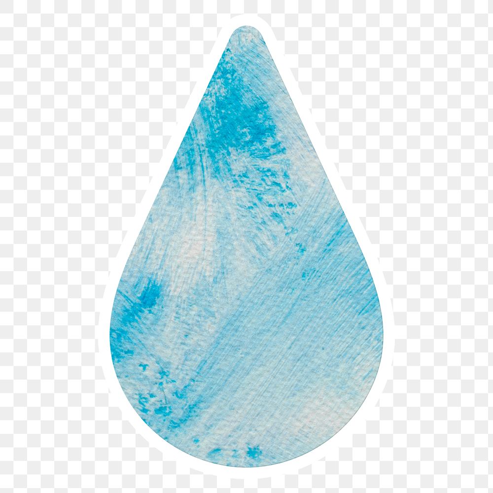 Watercolor textured paper water drop sticker design element