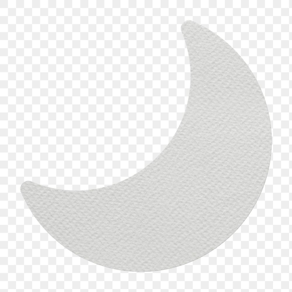 Gray paper crescent moon shaped sticker design element