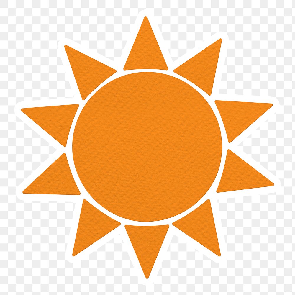 Orange textured paper sun sticker design element