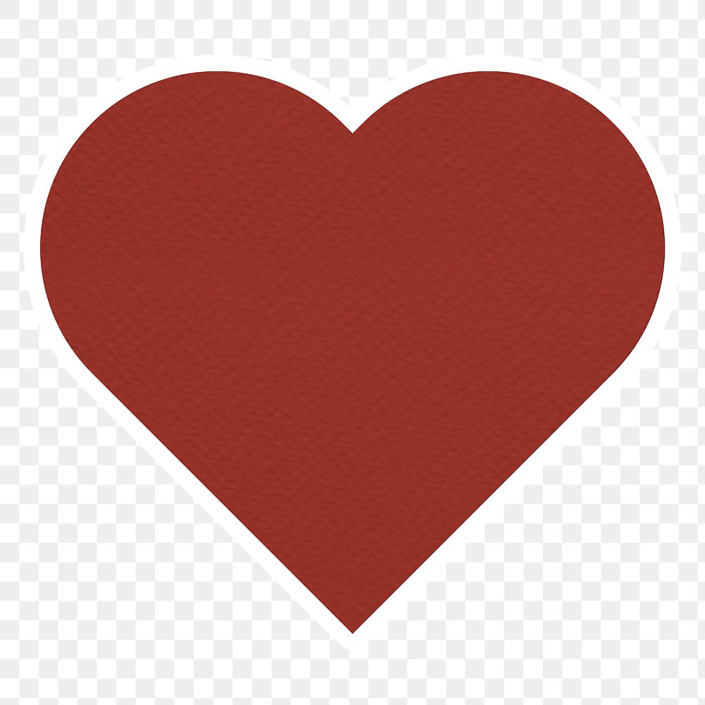 Red textured paper heart shaped sticker design element