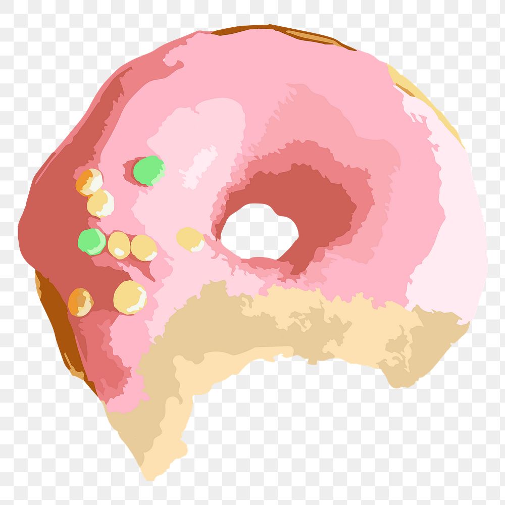 Vectorized bitten pink glazed donut design element