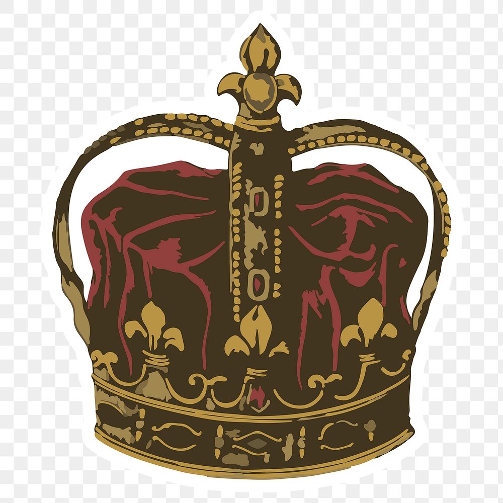 Vectorized vintage crown sticker with a white border