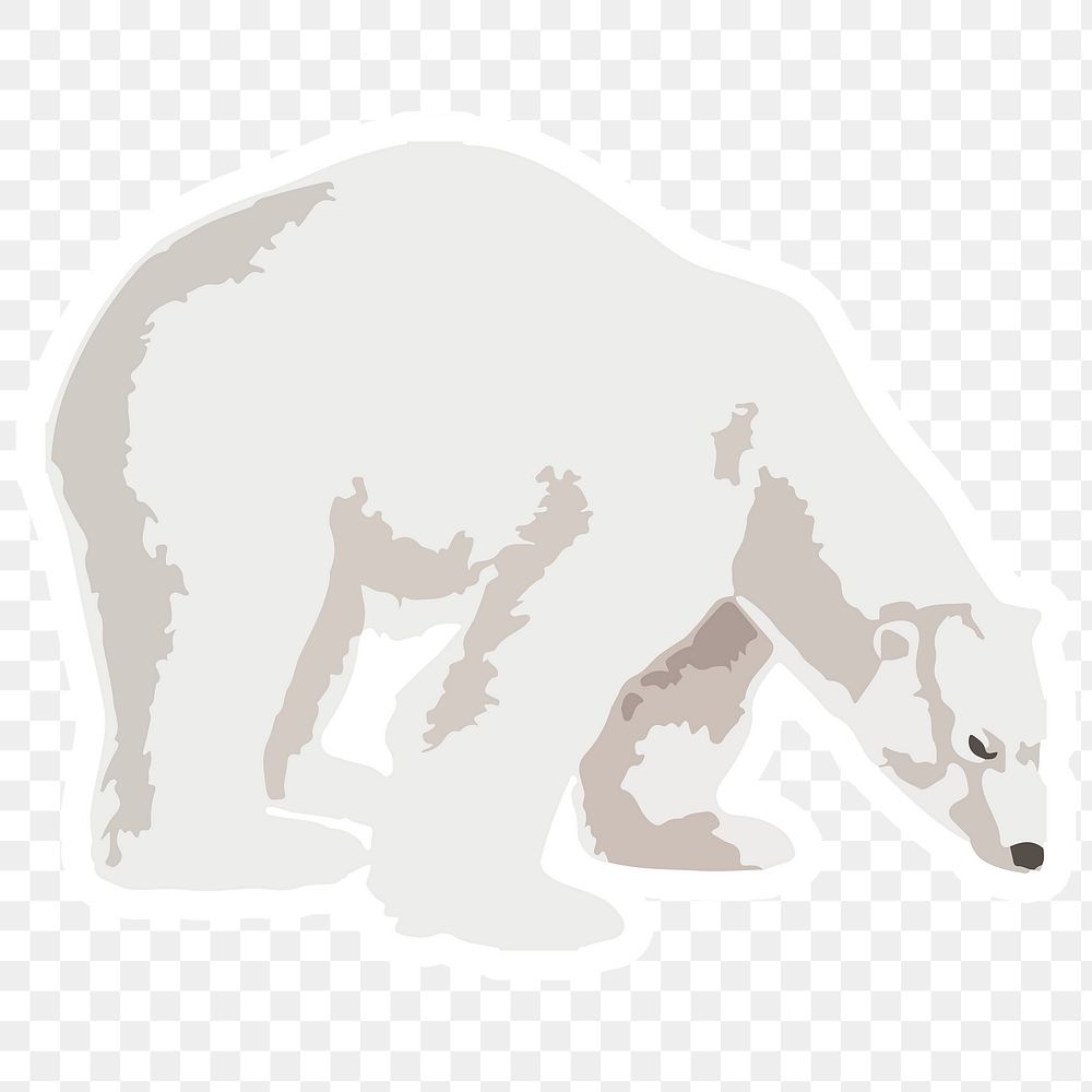 Vectorized polar bear sticker overlay with a white border design element