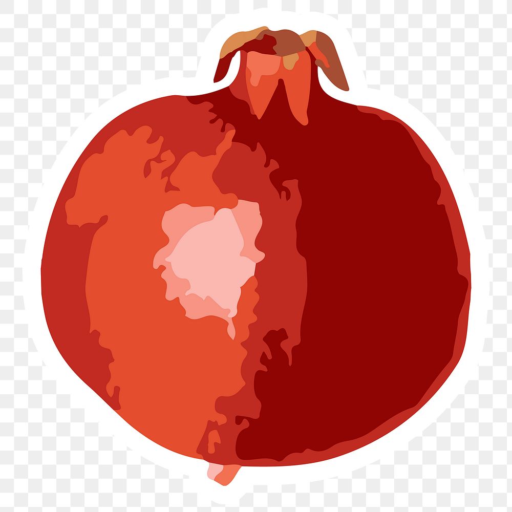 Vectorized pomegranate sticker overlay with a white border design element